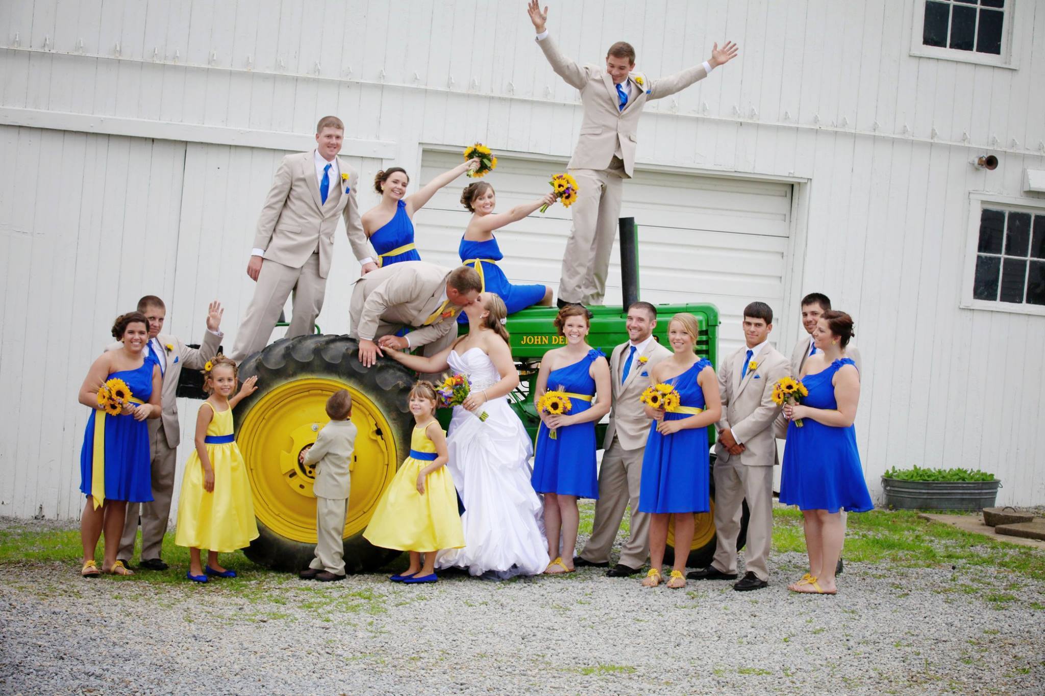 Bride and groom with their wedding party.